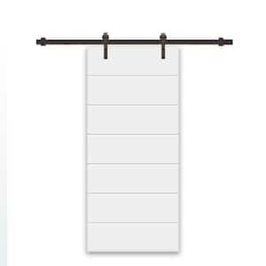 28 in. x 80 in. White Stained Composite MDF Paneled Interior Sliding Barn Door with Hardware Kit