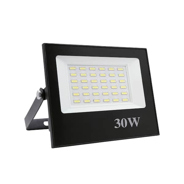 Jushua 30-Watt Black Integrated LED Warm White Outdoor Thin Flood Light