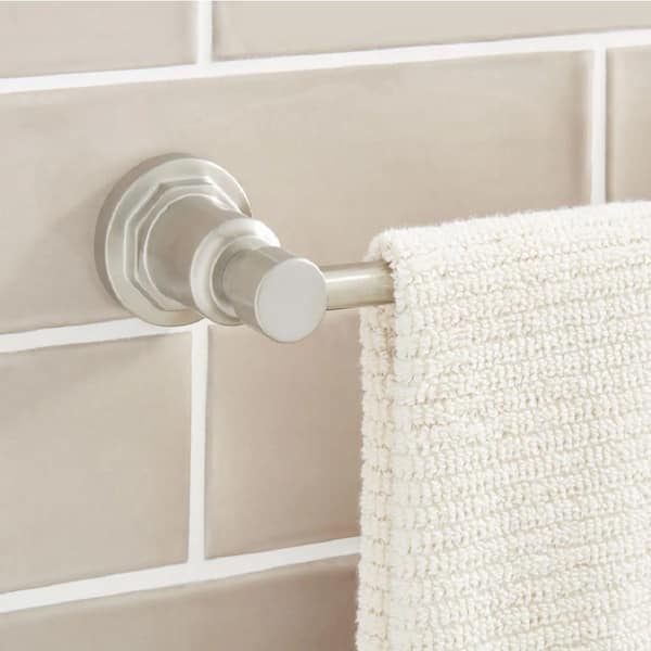 SIGNATURE HARDWARE Greyfield 24 in. Wall Mounted Single Towel Bar in Brushed Nickel