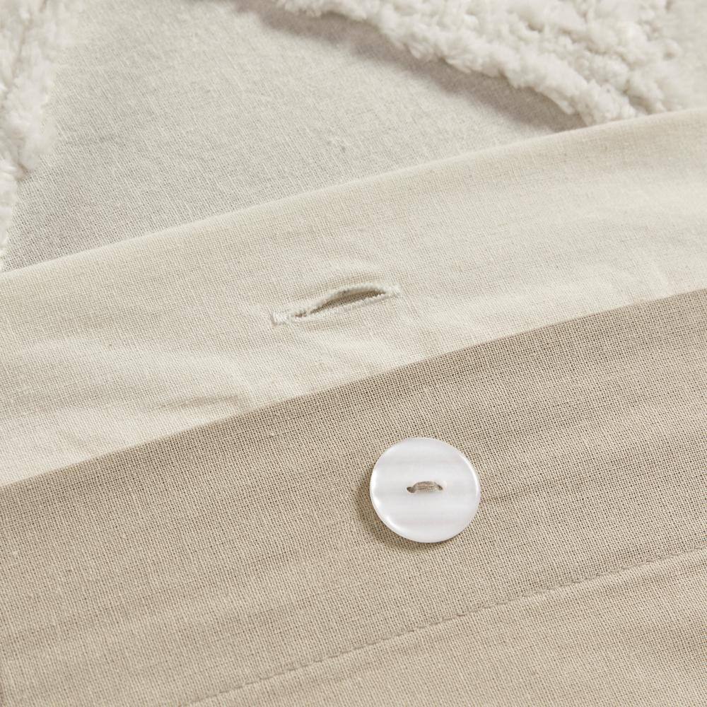 Taupe Cotton King/California King Duvet Cover Set with Textured Accent