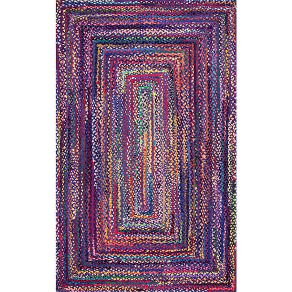 nuLOOM Tammara Colorful Braided Purple Multi Doormat 3 ft. x 5 ft. Area Rug