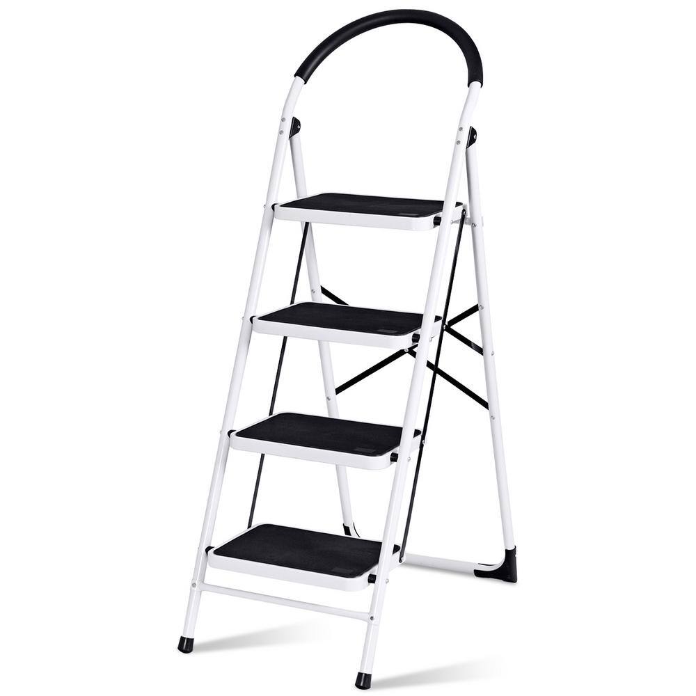 WELLFOR 4Step Iron Frame and PE Pedal Step Stool, 330 lbs. TLHGY