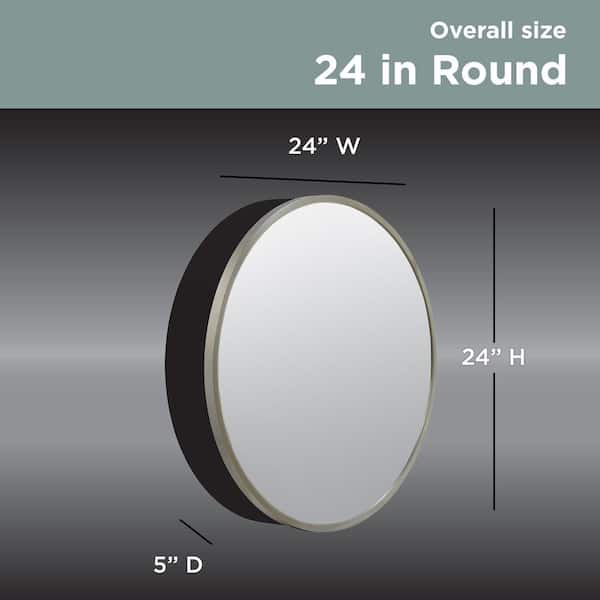 Glacier Bay 23.6 in. W x 23.6 in. H Round Brushed Nickel Medicine Cabinet with Mirror