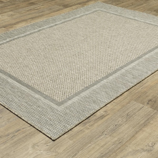 Thrasher Beige 2 ft. x 8 ft. Wide Border Polypropylene Indoor/Outdoor Runner