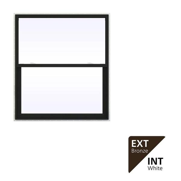 48 in. x 54 in. V-2500 Series Bronze FiniShield Vinyl Single Hung Window with Fiberglass Mesh Screen