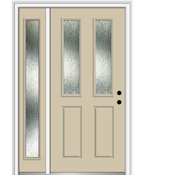 MMI Door 48 in. x 80 in. Left-Hand/Inswing Rain Glass Wicker Fiberglass Prehung Front Door on 4-9/16 in. Frame