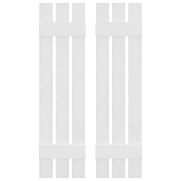 Builders Edge 12 in. W x 47 in. H Vinyl Exterior Spaced Board and Batten Shutters Pair in White