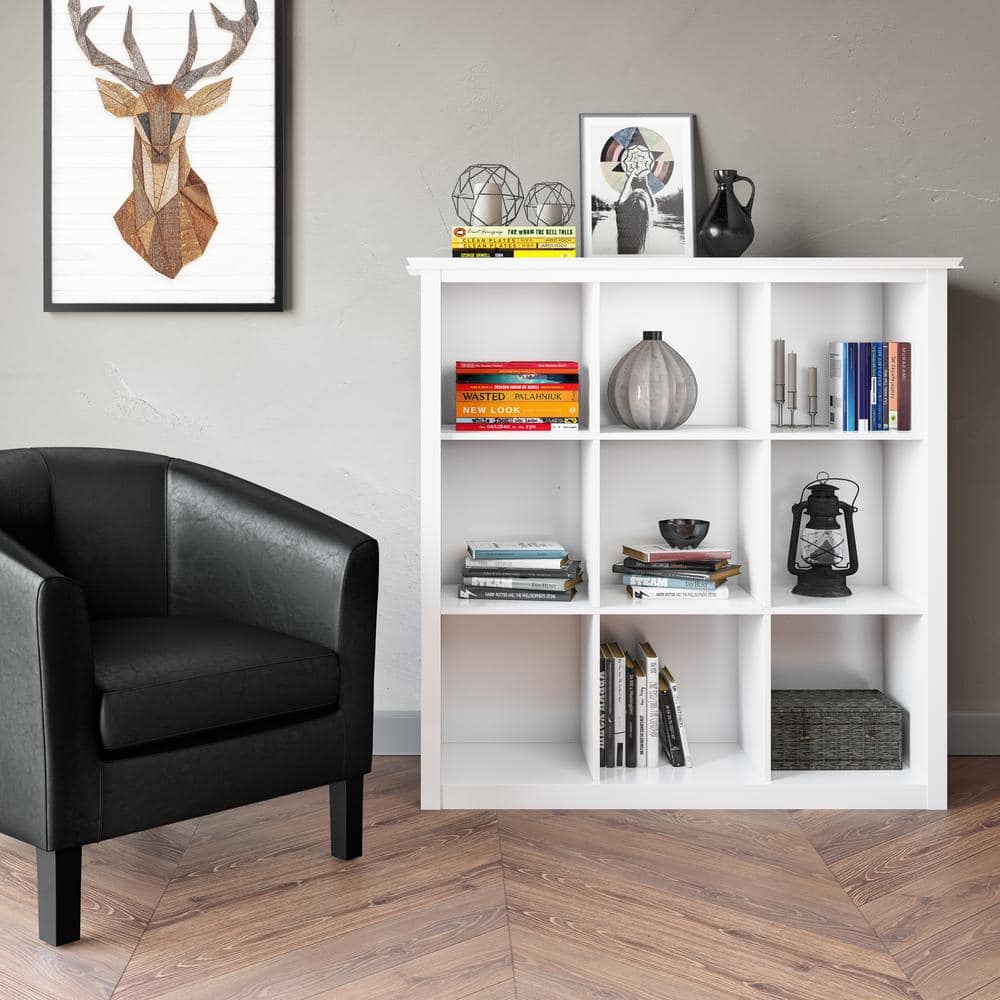 Artisan Handcrafted Solid Wood 9-Cube Storage Bookcase in White