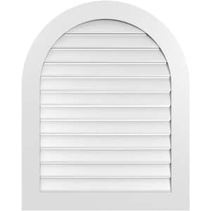 32 in. x 40 in. Round Top Surface Mount PVC Gable Vent: Functional with Standard Frame