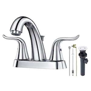 4 in. Centerset Double-Handle Bathroom Faucet with Drain Kit in Chrome