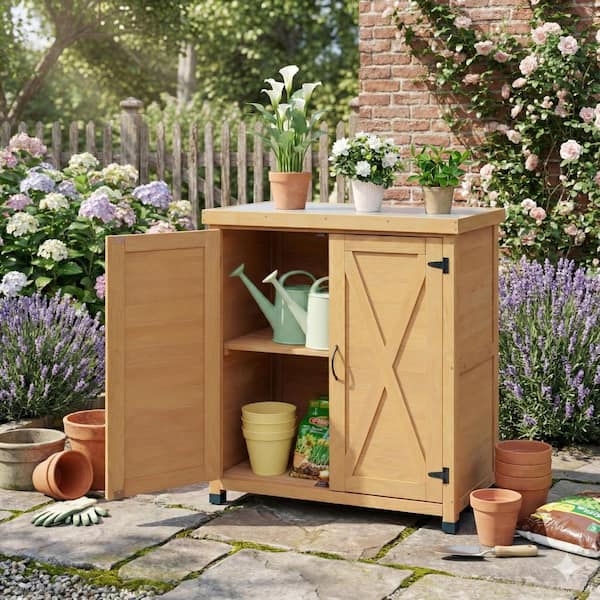 35.5 in. W x 18 in. D x 40 in. H Wood Outdoor Storage Cabinet