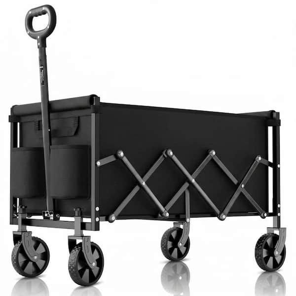 4.24 cu. ft. Oxford Fabric Garden Cart with All-Terrain Wheels, High-Strength Alloy Frame, Foldable, Black