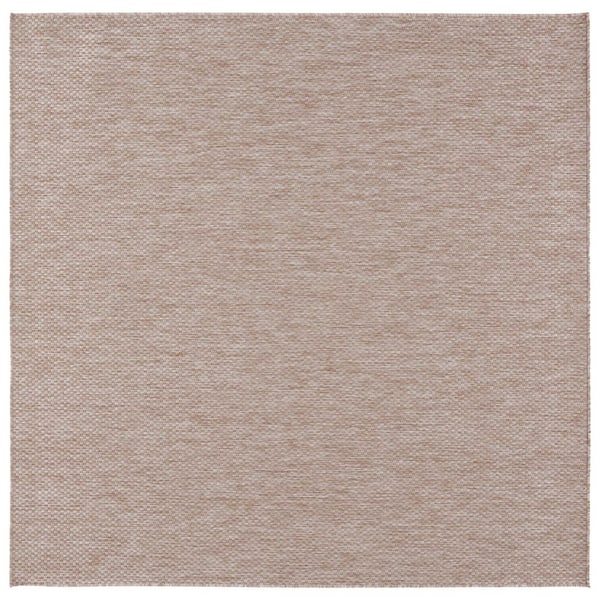 Beach House Beige 7 ft. x 7 ft. 2-Toned Solid Indoor/Outdoor Square Area Rug