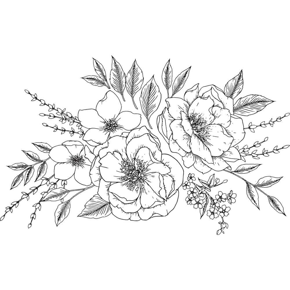 2 - 40 Vintage Rose Peony Wall Decal Sticker Floral Flower Decals Boho  Decor