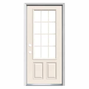 32 in. x 80 in. 12-Lite Primed Steel Prehung Right-Hand Inswing Prehung Front Door with Brickmould