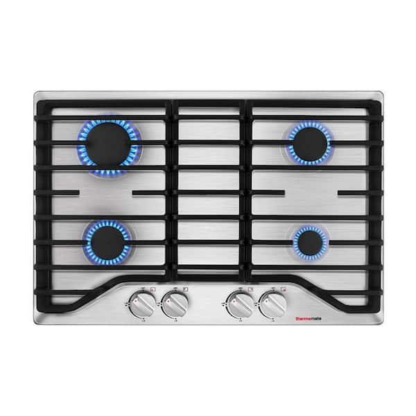 thermomate 30 in. Built-in LPG Natural Gas Cooktop in Stainless Steel with 4 High Efficiency SABAF Burners