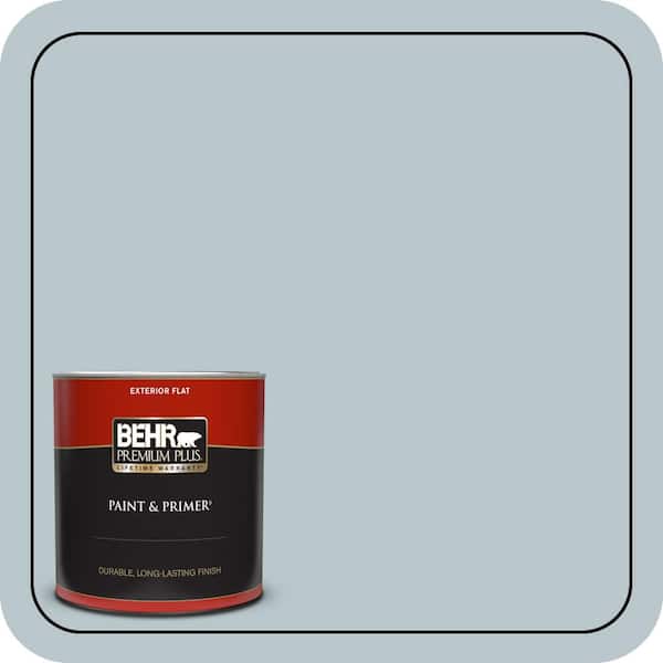 BEHR PREMIUM PLUS 1 qt. #ICC-46 Soft Denim Flat Exterior Paint & Primer