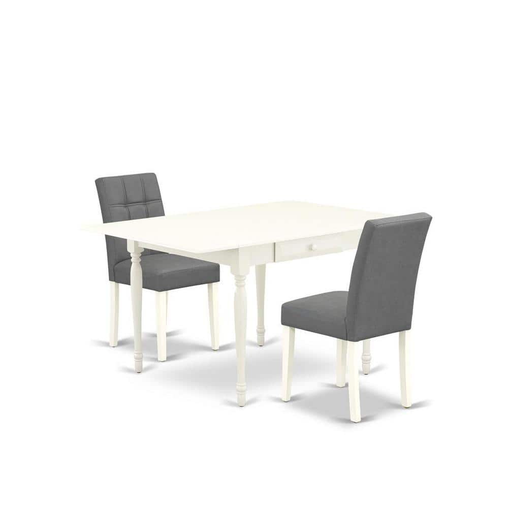 3-Piece Linen White Finish Rectangular Solid Wood Top with Dropleaf Dining Table Set price history on PriceWatchPro