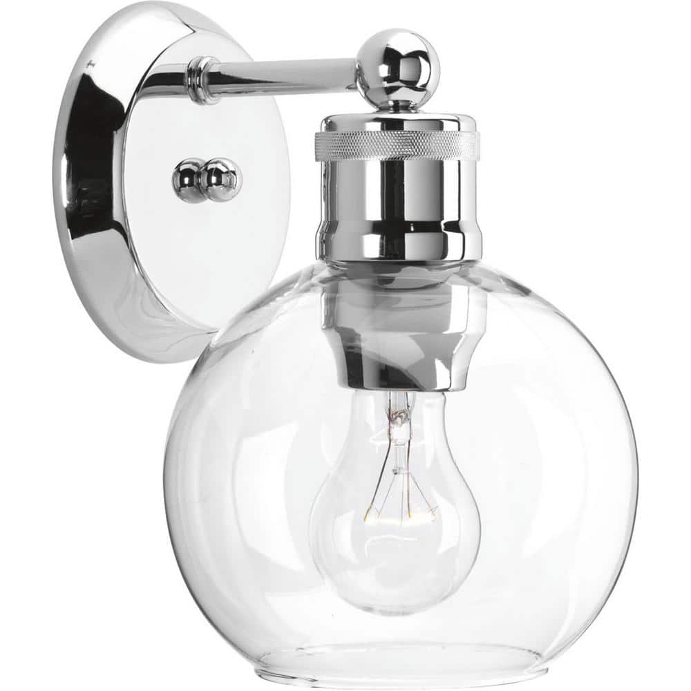 Polished Nickel 9.5" Bath Vanity Light with Clear Glass Shade