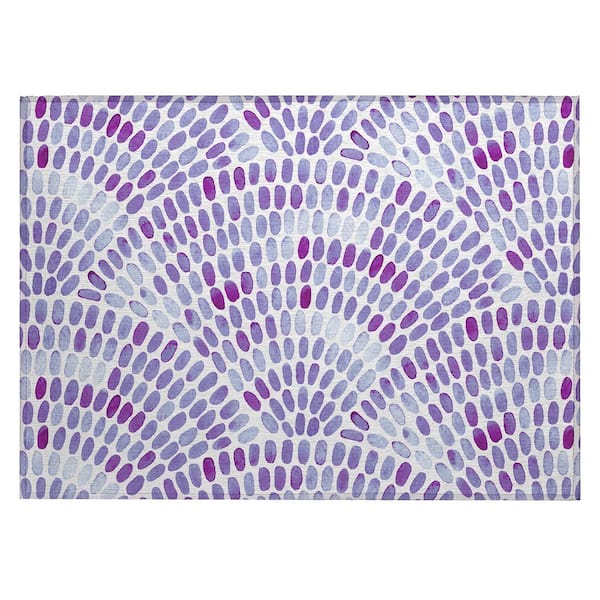 Addison Rugs Surfside 1 ft. 8 in. x 2 ft. 6 in. Purple Geometric Indoor/Outdoor Area Rug
