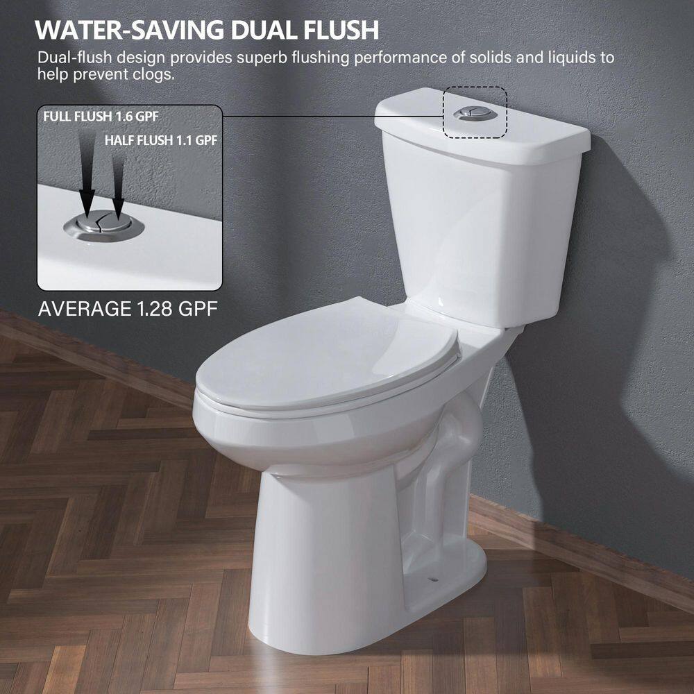 12 in. 2-piece 1.1/1.6 GPF Dual Flush Elongated Chair Height Toilet in Glos