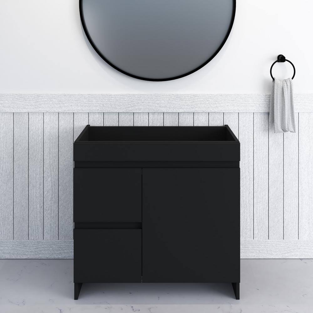 Mace 36 in. W x 18 in. D x 34 in. H Bath Vanity Cabinet without Top in Black with Left-Side Drawers price history on PriceWatchPro