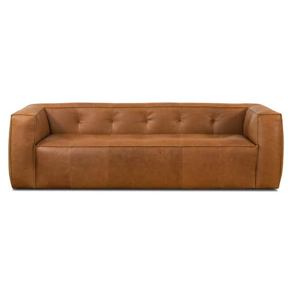 Poly and Bark Capa 92 in. Square Arm Sofa 3-Seat in Saddle Tan