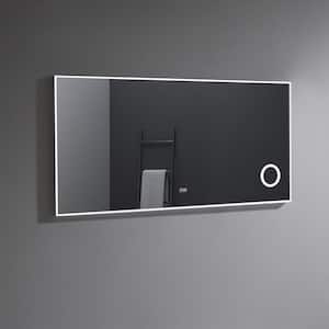 Illuminate 60 in. W x 30 in. H Large Rectangular Aluminum Framed Wall Bathroom Vanity Mirror in Glass