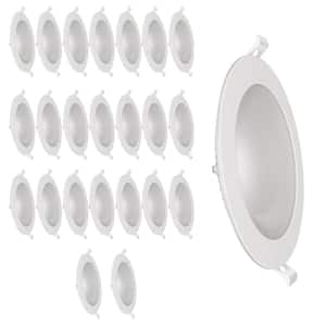 6 in. Integrated LED Selectable CCT Dimmable Thethered J-Box Canless Recessed Light White Trim, 24-Pack