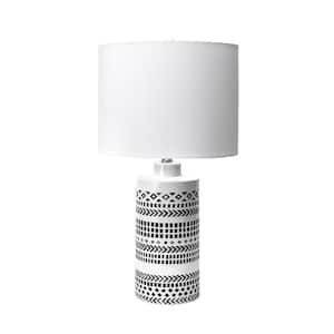 Yuma 24 in. Off White Bohemian Table Lamp with Shade