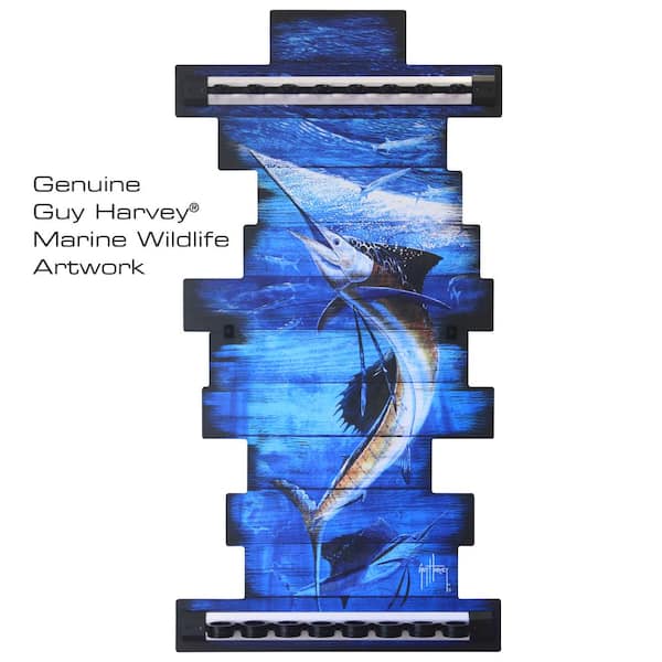 Guy Harvey Sailfish Fishing Wall Storage Rack 8 Rod Holder, Size: 23.4