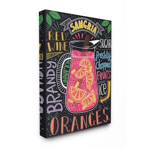 "Summer Sangria Pitcher Chalk Style Ingredient List" by Lisa Barlow Unframed Drink Canvas Wall Art Print 16 in. x 20 in.