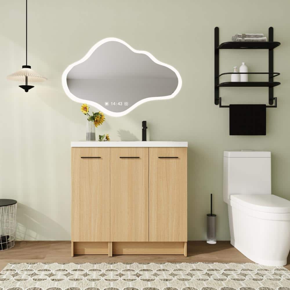 36 in. Freestanding Single Light Oak Bath Vanity with White Resin Top Unassembled price history on PriceWatchPro