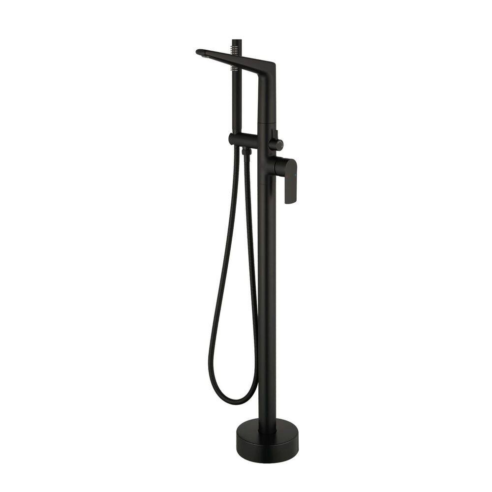 1-Handle Freestanding Tub Faucet with Hand Shower Brass Single Hole Floor Mount Bathtub Fillers in Matte Black price history on PriceWatchPro