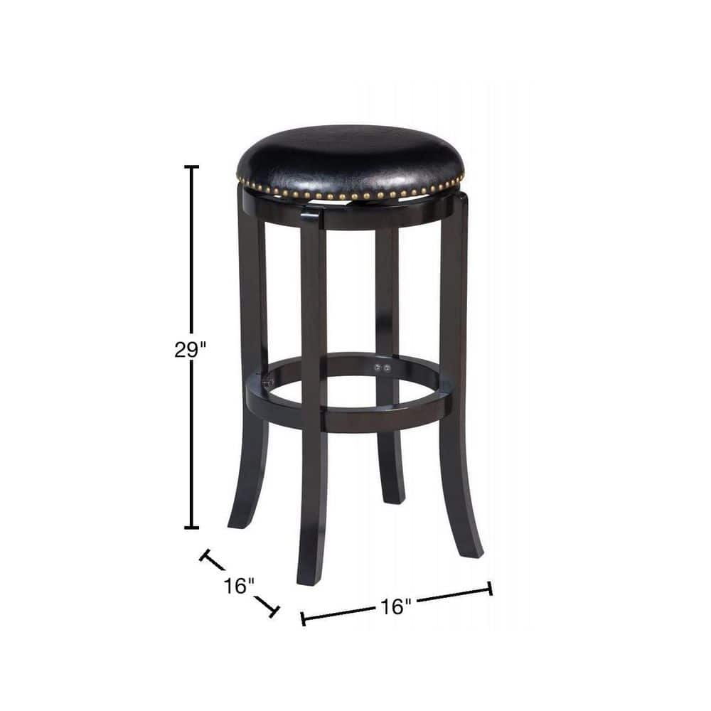 Cordova 29" Traditional Black Leather Swivel Counter Stool