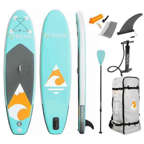 XtremepowerUS Ultimate 10 ft. Aqua PVC Inflatable Stand Up Paddle-Board ...