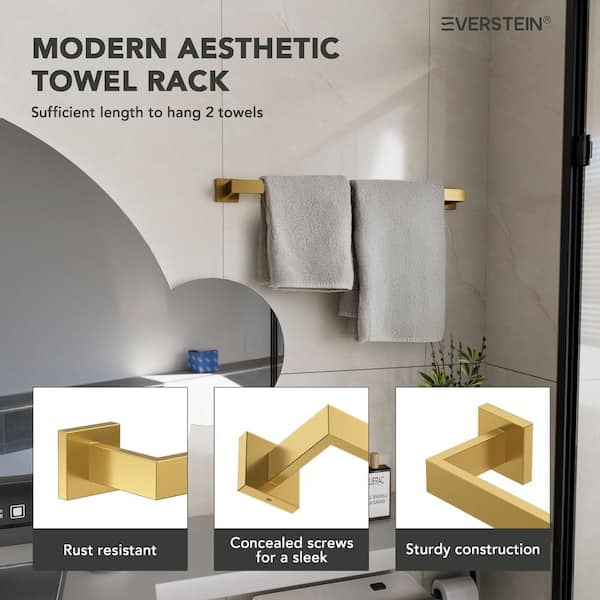 24 in. Wall Mounted Double Towel Bar in Brushed Gold