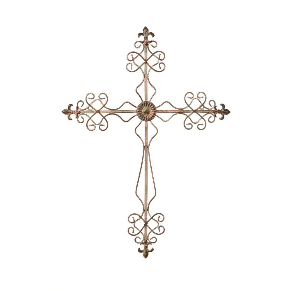 BYRON ANTHONY HOME Fleur De Lis Cross Wall Decor metal wall