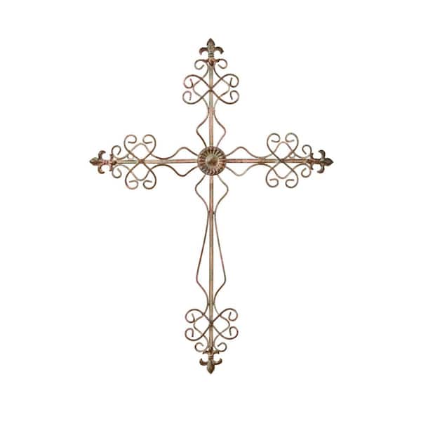 BYRON ANTHONY HOME Fleur De Lis Cross Wall Decor metal wall decor multi color