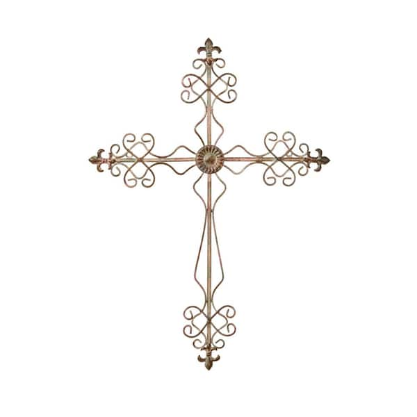 Fleur De Lis Cross Wall Decor metal wall decor multi color BA6352G ...