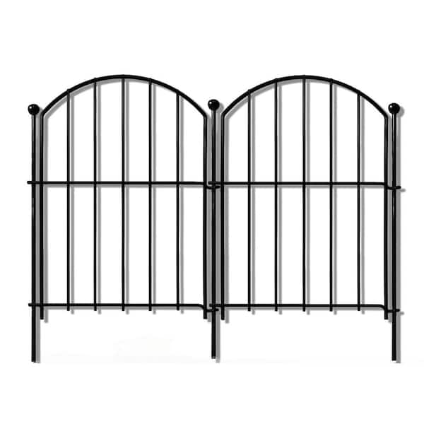 Laybus 10 ft. x 17 in. Black Rustproof Steel Fence Panel (10-Pack), No Dig Fence Animal Barrier, Decorative Garden Fence