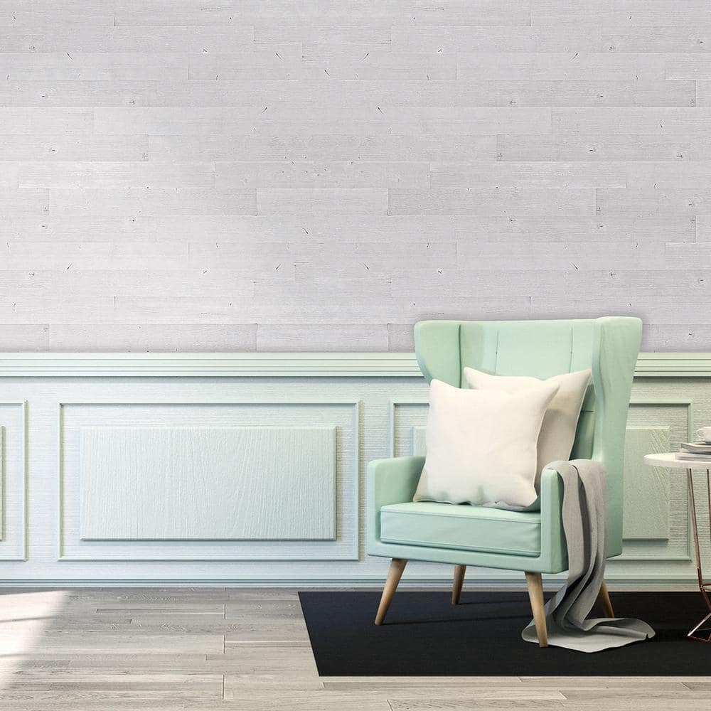 Light Gray Rustic Pine Wood Plank Self-Adhesive Set