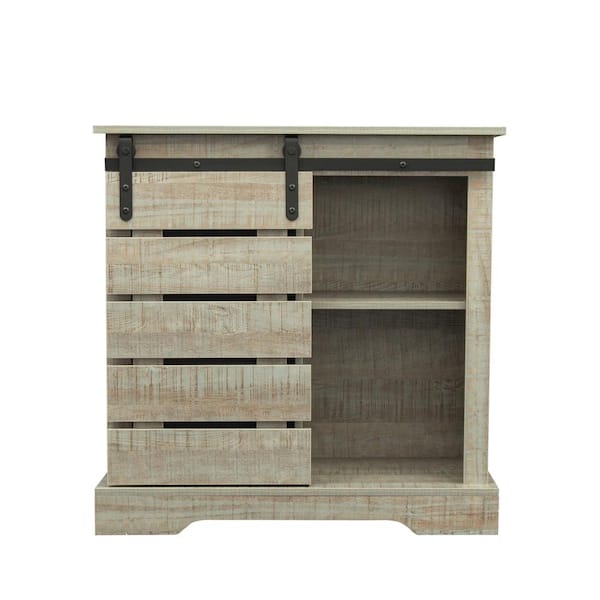 Tidoin 31.89 in. Wood Light Wood TV Stand with 1 Door Fits TV's up to 40 in. with 2 Shelf