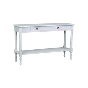 Evangeline 47 in. Gray Rectangle Bayur Wood Console Table with Drawers