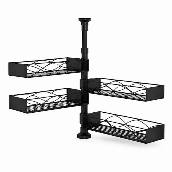 4-Tier Adjustable Tension Pole Spice Rack Organizer for Kitchen Countertop, Space-Saving Corner Shelf