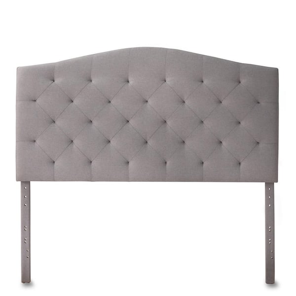 Brookside Liza Curved Edge Gray Stone Upholstered Full Headboard with Buttonless Diamond Tufting