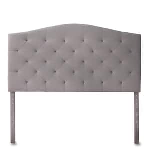 Liza Curved Edge Gray Stone Upholstered King Headboard with Buttonless Diamond Tufting