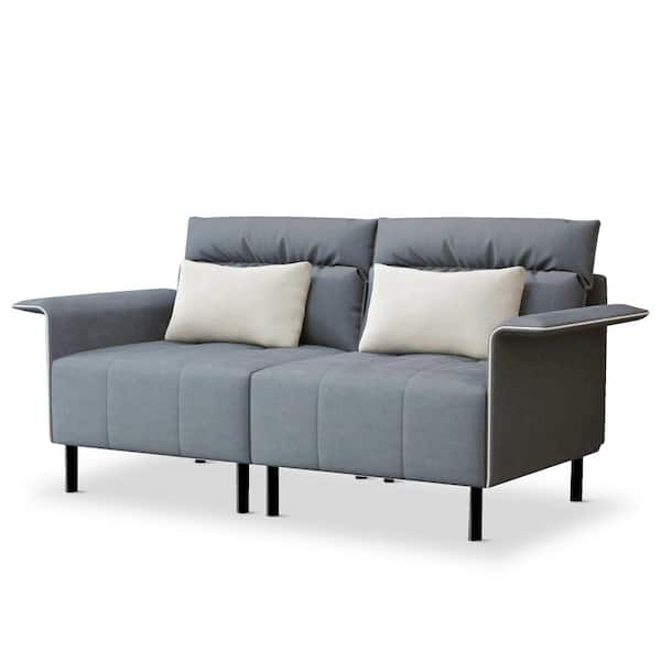 Utopia 4niture Lacey 72.40 in. W Light Gray Suede 2-Seater Loveseat