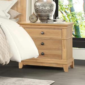 Zeller Natural Oak 3-Drawer 28 in. W Nightstand