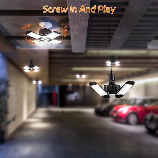 SAUGLAE LED Garage Light Bulbs, E27 Deformable 80W 9000LM, 6500K Cool